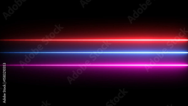 Fototapeta Glowing led light line beam collection. Horizontal neon line animation. 4k