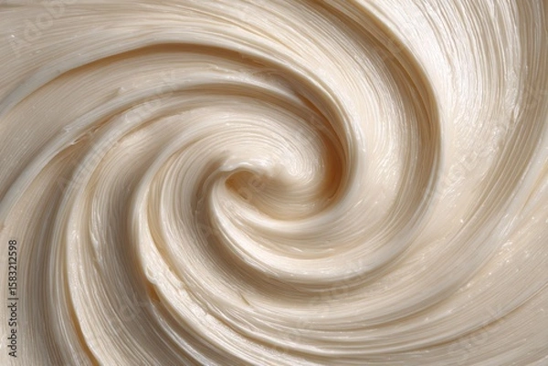 Fototapeta Creamy swirl of butter blend showing texture and smoothness in a kitchen setting during baking preparation