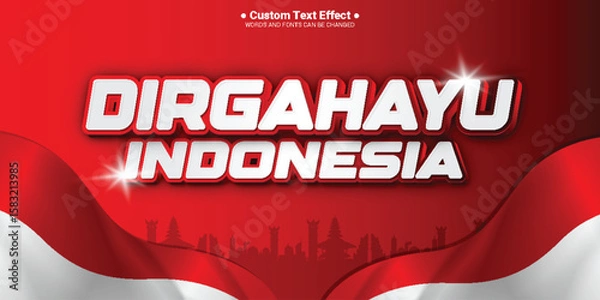 Obraz Vector dirgahayu indonesia independence day editable 3D text effec with background