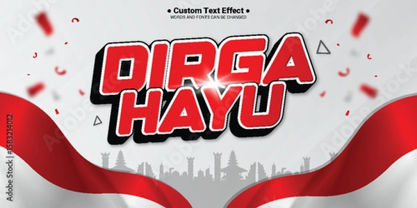 Obraz Vector dirgahayu indonesia independence day editable 3D text effec with background 2