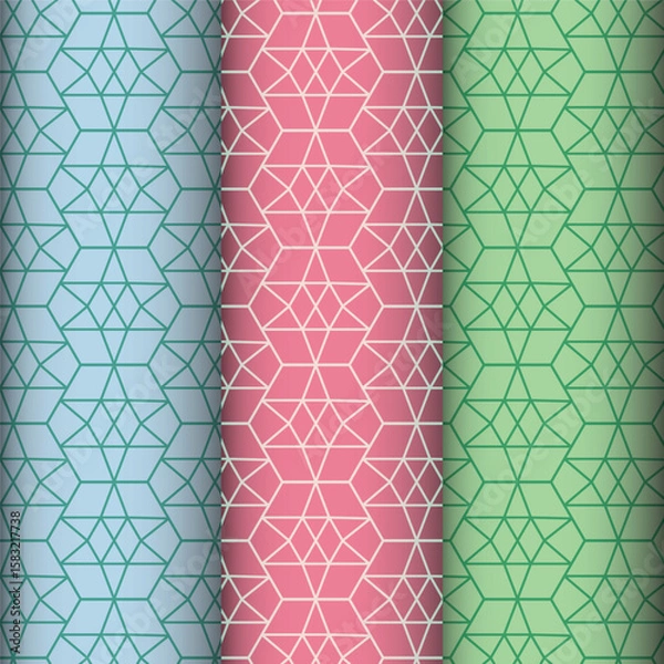 Fototapeta seamless pattern with Geometric Cube Seamless Textures in Pastel Colors