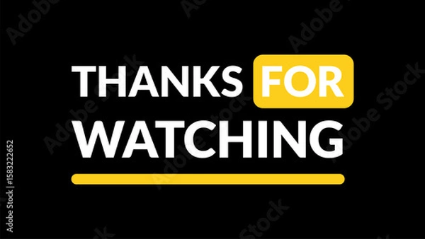 Fototapeta Thanks For Watching YouTube Outro. Yellow color and simple lines. Vector illustration