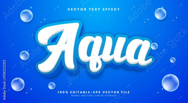 Fototapeta Aqua 3d editable text effect template Suitable for bubble theme