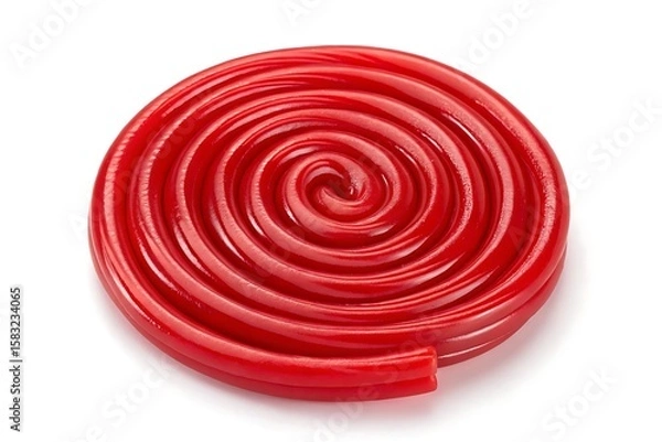 Obraz Red Licorice Candy Swirl Isolated on White spiral sweet