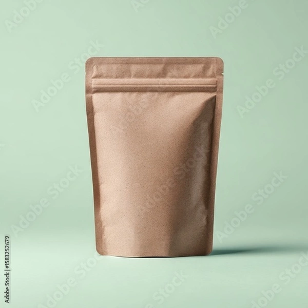 Fototapeta Beige resealable pouch against mint backdrop