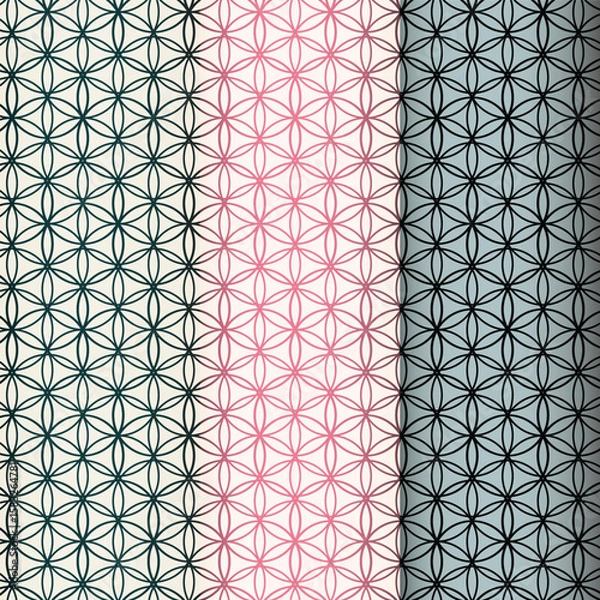 Fototapeta Geometric Flower of Life seamless pattern variations