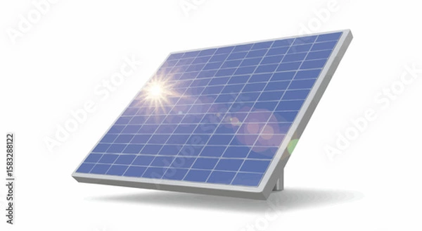 Obraz Solar panel angled to the sun with a grid pattern and a white background for clean energy use