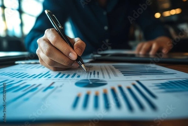 Fototapeta Financial advisory services, Asian advisor showing an investment plan to clients in the consultancy office, helping them make informed financial decisions, Generative AI