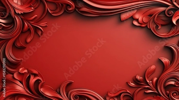 Fototapeta Ornate red frame design