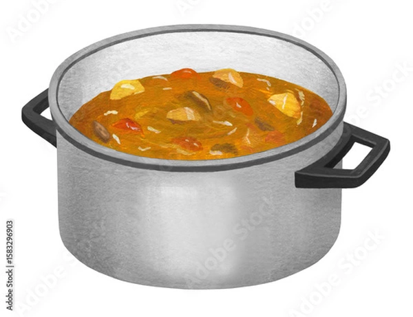 Obraz 鍋に入ったカレーのイラスト