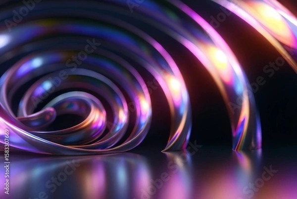 Obraz Futuristic Neon Spiral with Vibrant Purple and Pink Multicolor Glow Effect
