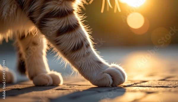 Fototapeta Delicate Cat Paw Ethereal Golden Light