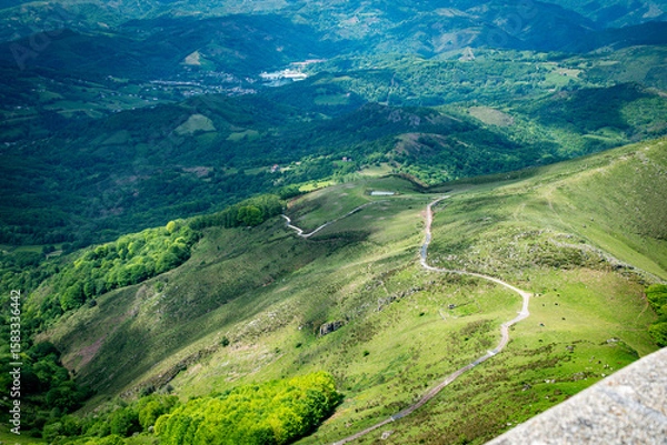 Fototapeta view from the top after a trip with the train de la rhune in spain