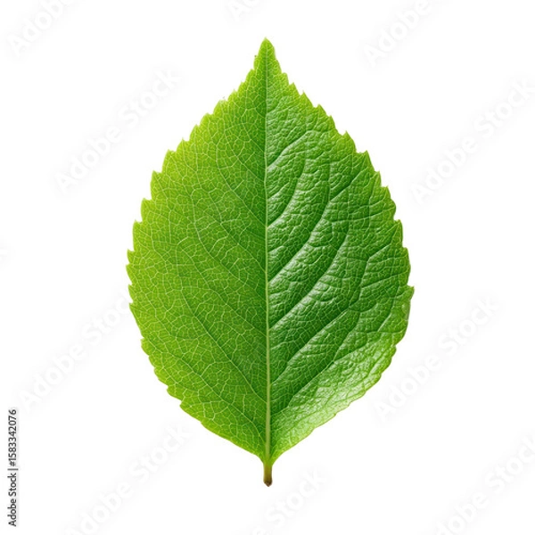 Fototapeta Vibrant Leaf's Essence: A detailed studio shot of a single, crisp green leaf showcases its intricate texture and the freshness of nature.