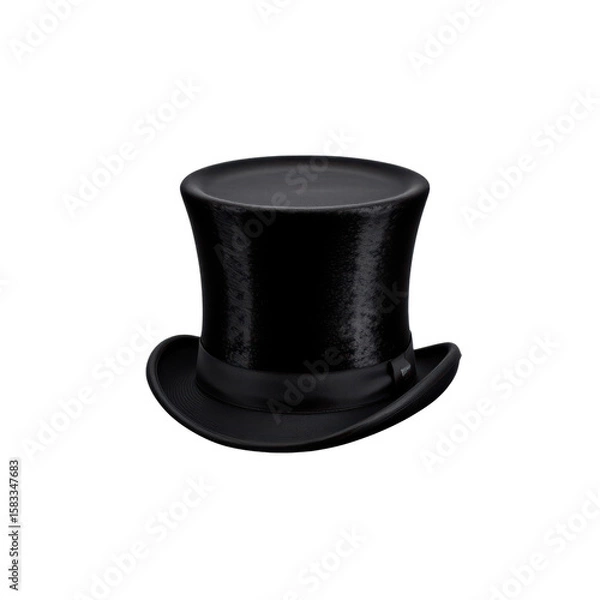 Obraz black top hat on white background