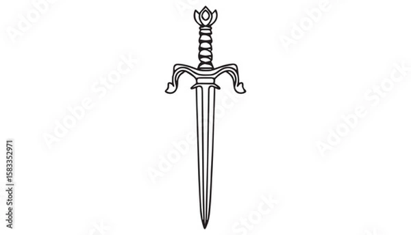 Fototapeta Continuous one single minimal line drawing sword