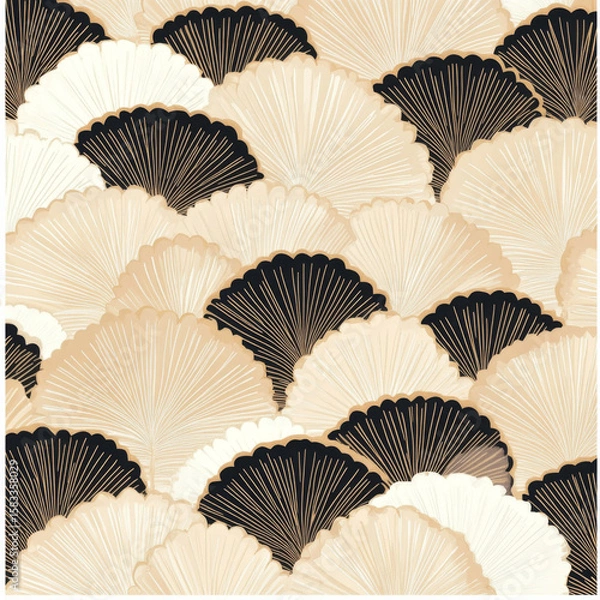 Fototapeta Traditional batik pattern with geometric shapes in neutral tones, background