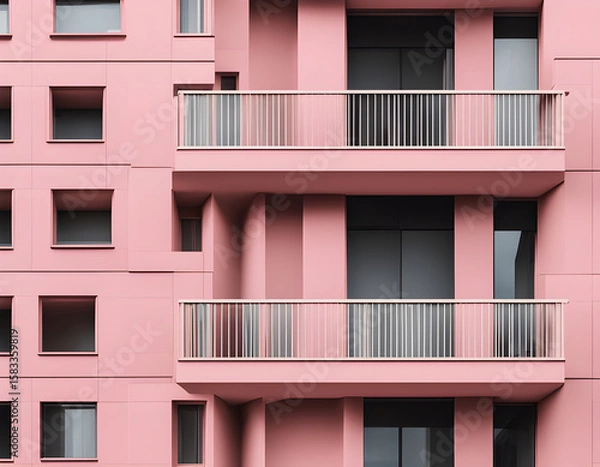 Fototapeta Abstract modern architecture Geometric clear pink building design background