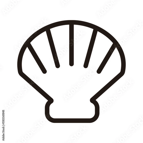 Obraz シンプルな貝のアイコン（モノクロ）