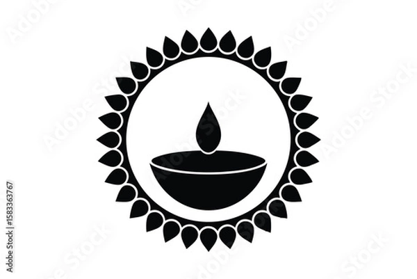 Obraz Artistic Diya with circular bloom frame elegant light vector art illustration