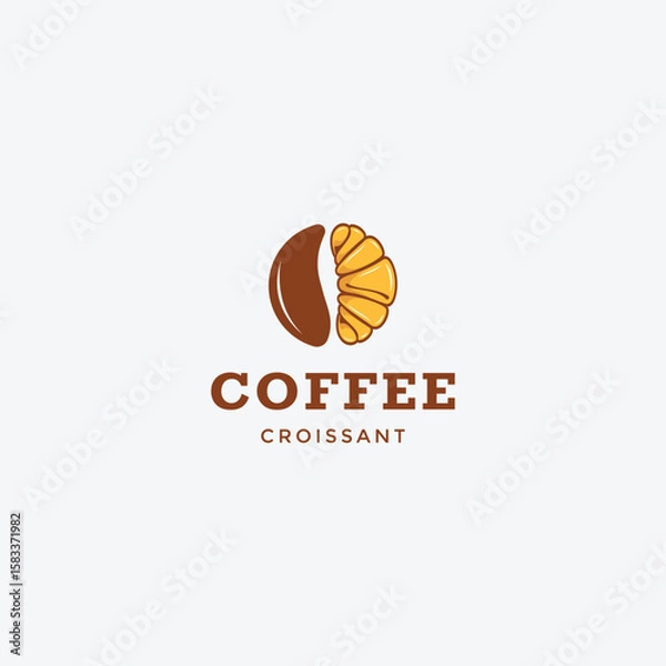 Obraz Coffee bean and croissant logo design template flat vector