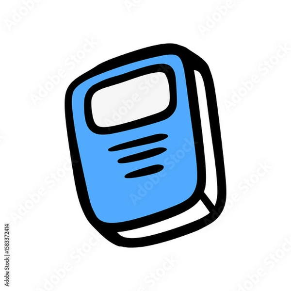 Obraz Hand-Drawn Notebook Cartoon Vector – Blue Book for Study, Notes, or Writing in Education Theme