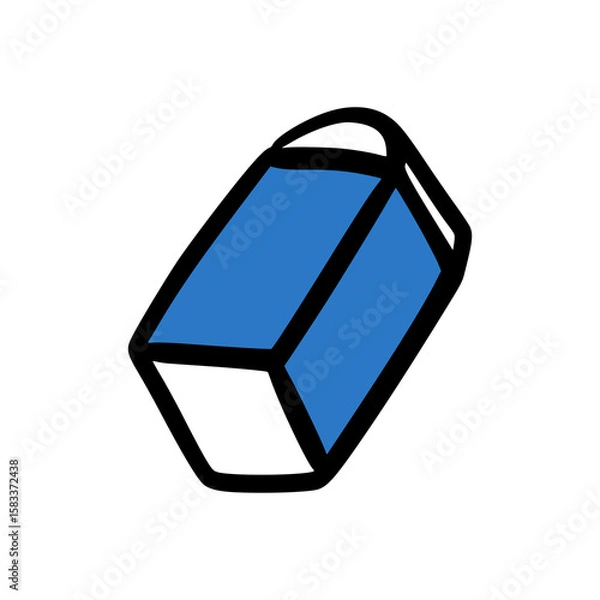 Obraz Hand-Drawn Eraser Cartoon Vector – School Stationery Tool for Correcting Pencil Marks