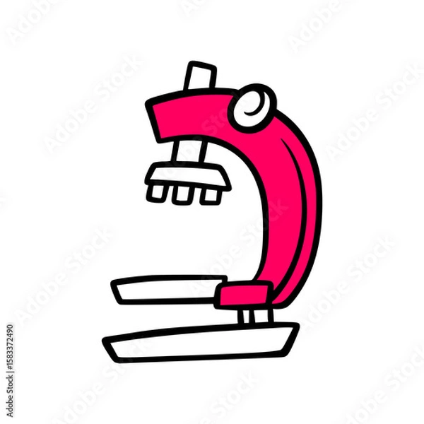 Obraz Hand-Drawn Microscope Cartoon Vector – Science Lab Tool in School Sketch Style
