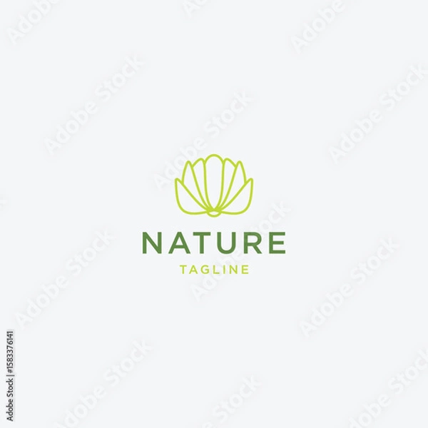 Fototapeta Lotus flower with line art style logo design template flat vector