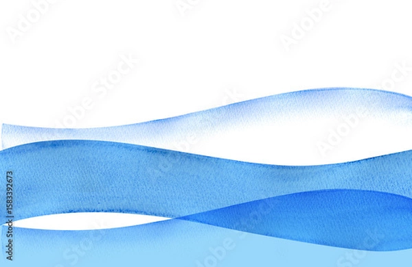 Obraz 波の形の手描きの水彩素材