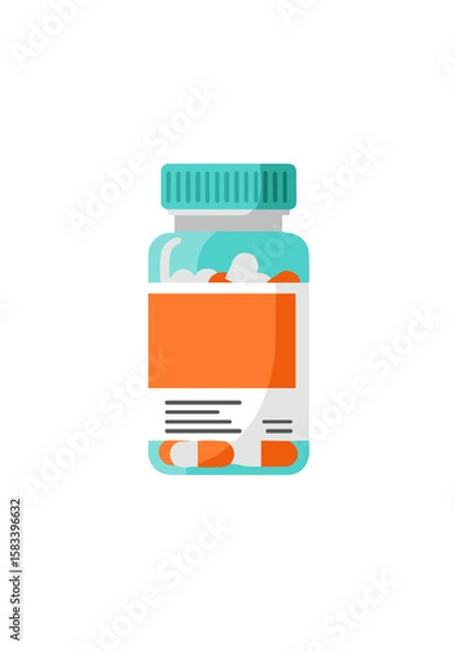 Fototapeta Multivitamin bottle. Flat vector isolated on transparent background