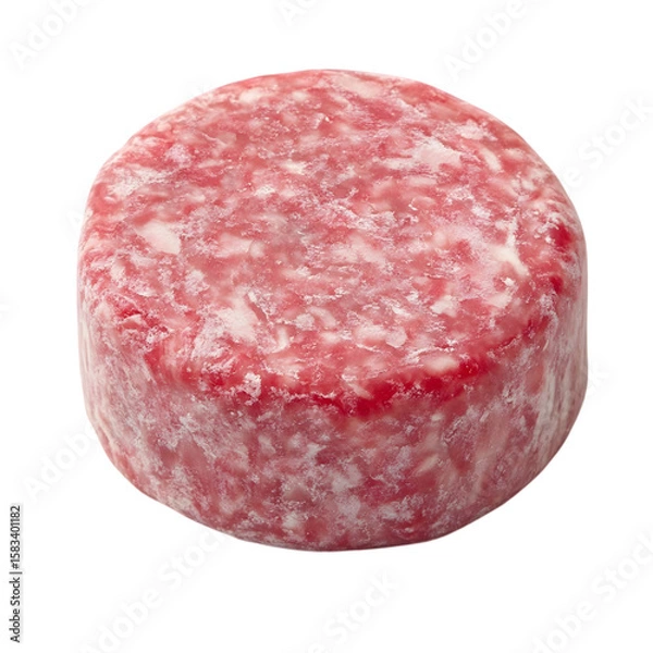 Fototapeta Flat round minced pork isolated on transparent background