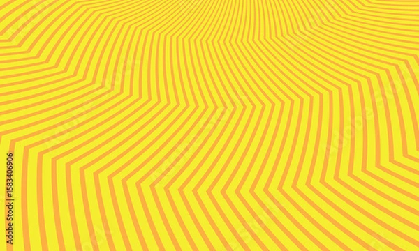 Fototapeta abstract yellow colour vertical zig zag sheall lower arc line pattern with orange background.