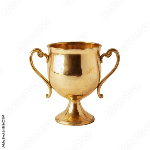 Fototapeta Golden trophy, symbol of success and achievement, isolated on transparent background.
