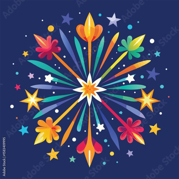 Obraz firework on blue background.fireworks in the night sky