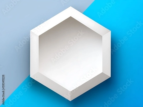 Fototapeta Minimalistic white background with simple geometric shapes and blank central space, featuring a light blue color scheme and flat vector style design suitable for business presentations