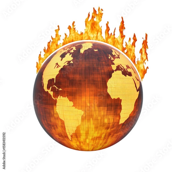 Fototapeta Isolated fire globe on transparent background