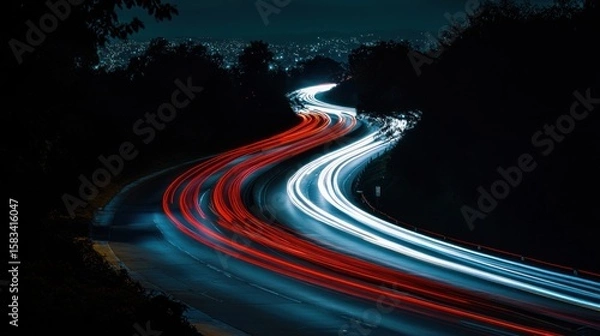 Obraz Winding highway at night