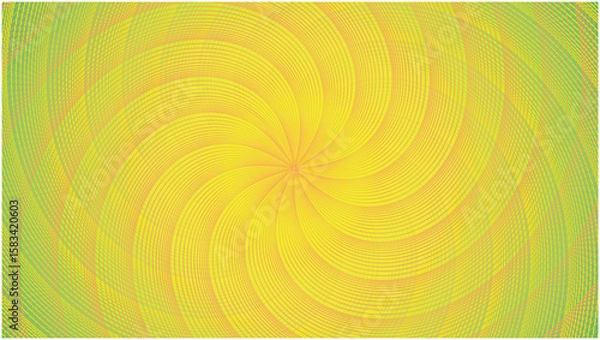 Obraz Yellow, orange and green swirl pattern with vortex. Dimension 16:9. Vector illustration.
