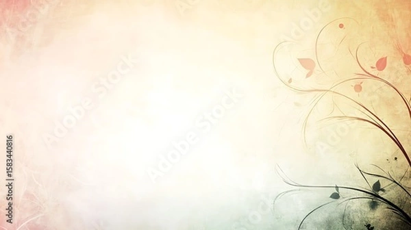 Fototapeta Soft, pastel-toned background with decorative floral design