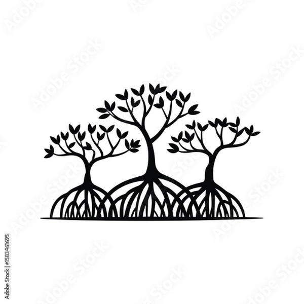 Obraz Mangrove trees vector silhouette