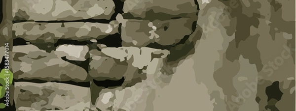 Fototapeta Dense Jungle Camouflage Vector Pattern With Olive Green, Khaki, and Dark Brown Leaf Shapes. Seamless Camouflage Background With Abstract Forest Leaves in Earth Tones for Military and Outdoor Designs