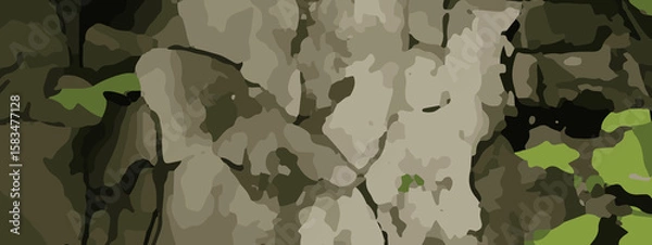Fototapeta Dense Jungle Camouflage Vector Pattern With Olive Green, Khaki, and Dark Brown Leaf Shapes. Seamless Camouflage Background With Abstract Forest Leaves in Earth Tones for Military and Outdoor Designs