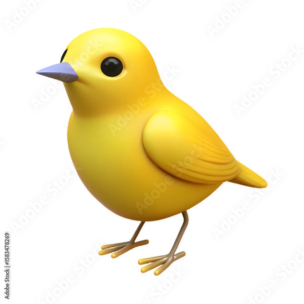 Fototapeta Yellow bird with blue beak isolated on a transparent background