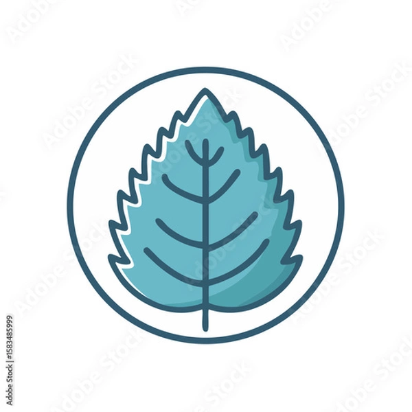 Obraz Mint leaf icon Teal herbal ingredient in circle frame Vector flat design