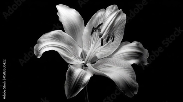 Fototapeta Close-up grayscale image of a single flower.