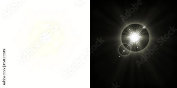 Fototapeta Beautiful circular sunlight effect with sparkling reflections.