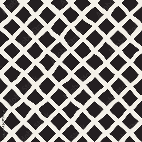 Fototapeta Seamless pattern with hand drawn waves. Abstract background with wavy brush strokes. Black and white freehand lines texture.