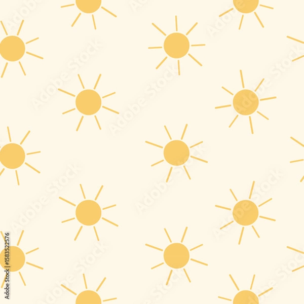 Fototapeta Hand-drawn sun seamless print design. Vector illustration design for fashion fabrics, textile graphics, and prints