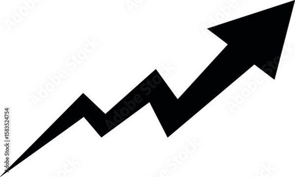 Obraz black growth graph with arrow on transparent background